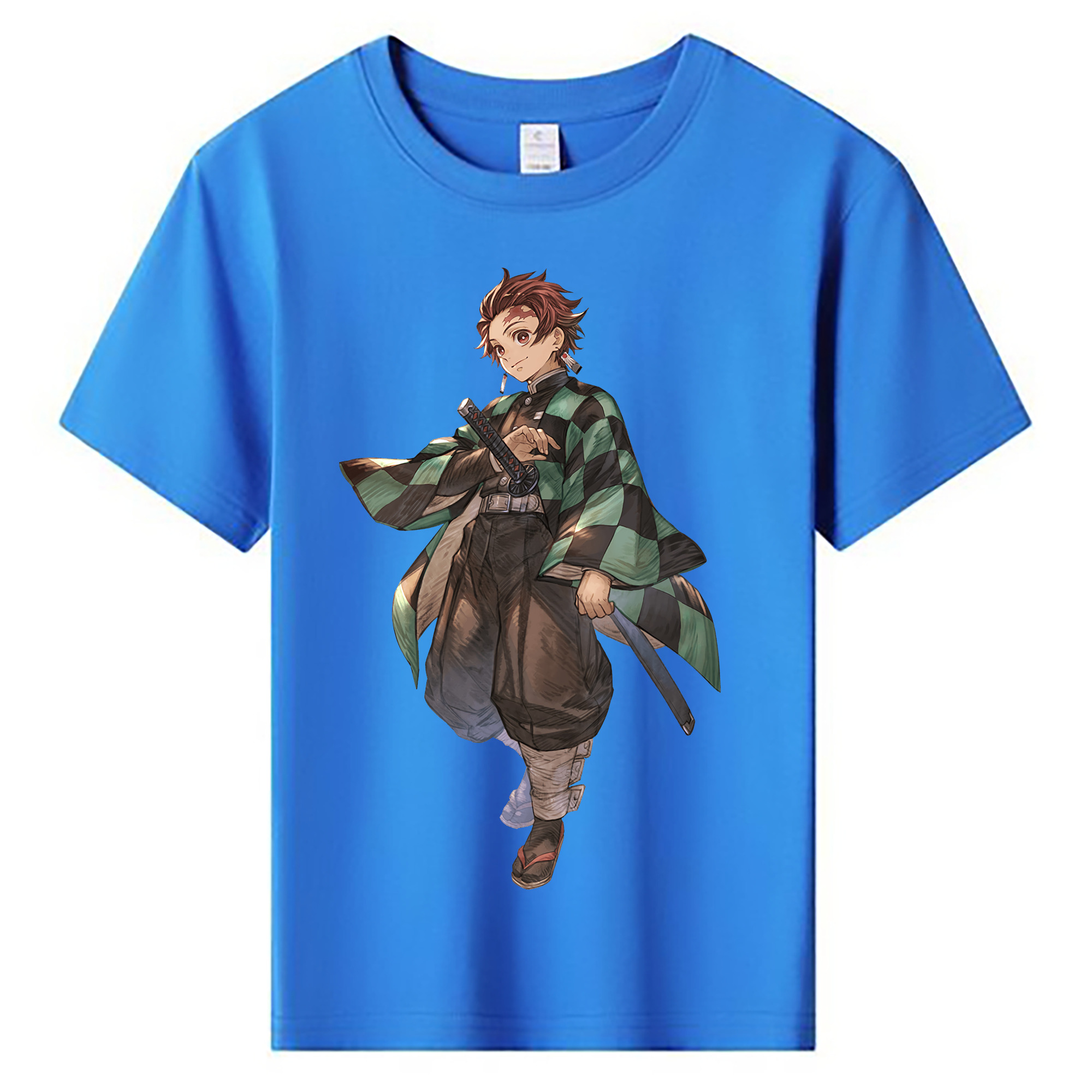 （画像用） 鬼滅の刃 竈門 炭治郎／かまど たんじろう Kamado Tanjirou 綿100％キッズTシャツ（フロントプリント）